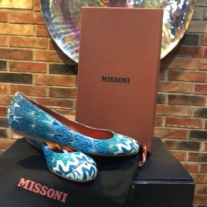 Missoni Blue Metallic Flats